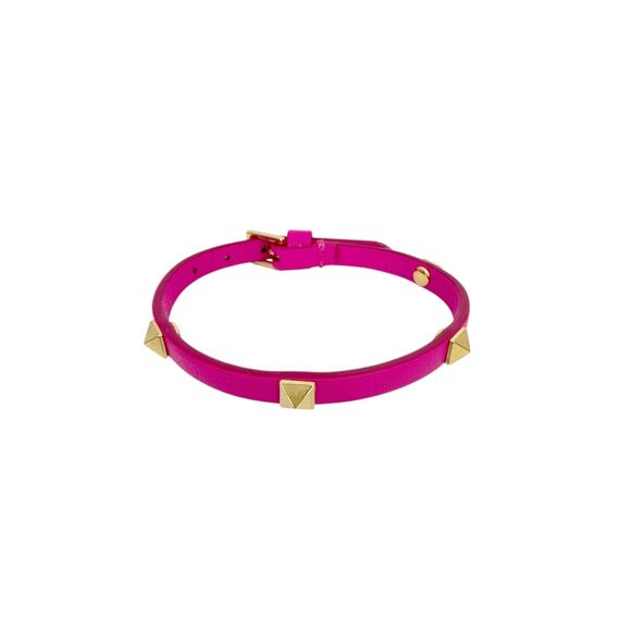 VALENTINO GARAVANI Rockstud Leather Bracelet in Pink